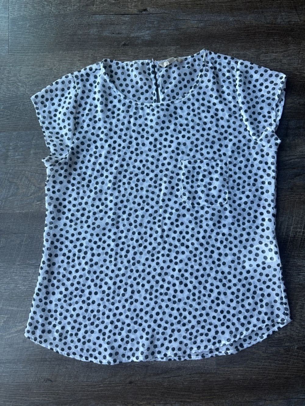 Banana Republic White Top with Black Polka Dots